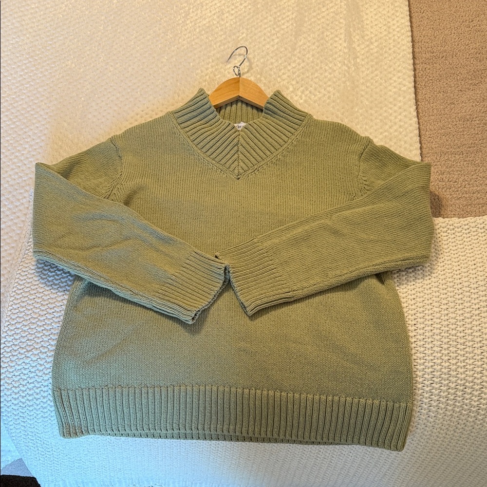 Peace Love World Olive V-Neck Sweater